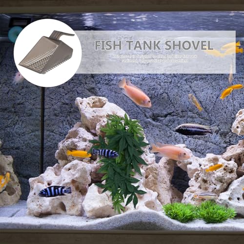 KALLORY Aquarium Gravel Shovel Fish Tank Cleaner Sand Scoop Tea Color Plastic Gravel Cleaning Tool for Home Fish Tank Maintenance and Substrate Removal