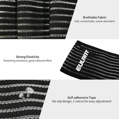 EULANT Elastic Wrist Support Brace 2 Pcs,Adjustable Compression Wrist Wraps - color: Black, size: 40cm