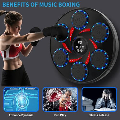 Music Boxing Machine for Adults Kids Large Size Interactive Punching Pad Trainer with Boxing Gloves Wall Mounted Electronic Musical Boxing Machine,9 Modes & 9 Speeds