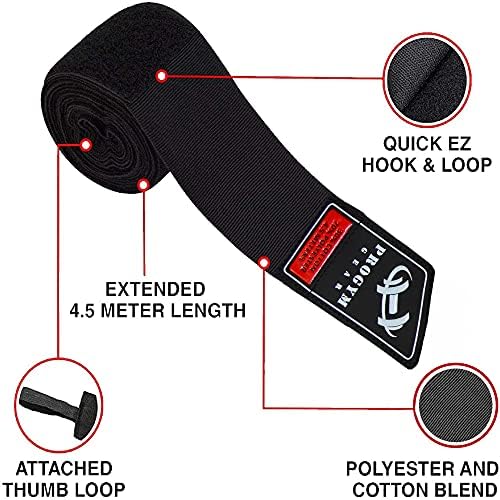 Boxing Hand Wraps Advance Inner Gloves for Punching Elasticated Bandages Under Mitts Great Protection Boxing Wrap for MMA, Muay Thai, Kickboxing, Martial Arts & Combat Sports - color: Black