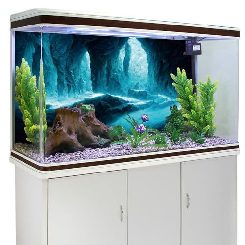 AWERT 48x24 inches Rock Cave Aquarium Background Rock Pillar Terrarium Background Cave Fish Tank Background