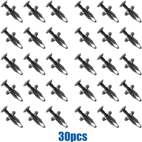 30pcs 1/4” (6mm) Hole Bumper Cover Fender Liner Splash Shield Retainer Wheel Opening Molding Clip for GM 21077123 Chrysler 6509103AA Ford W705436-S300