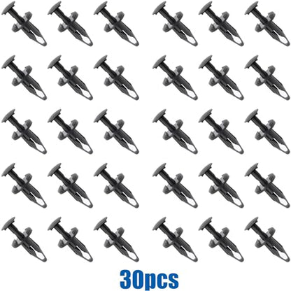 30pcs 1/4” (6mm) Hole Bumper Cover Fender Liner Splash Shield Retainer Wheel Opening Molding Clip for GM 21077123 Chrysler 6509103AA Ford W705436-S300