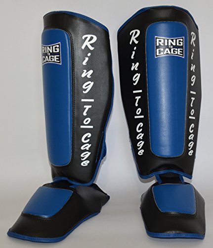 Deluxe Muay Thai Pro-Style Shin Instep for Muay Thai, MMA, Kickboxing, Stand up - color: Blue, size: Medium