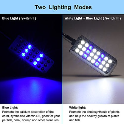 Aquarium Light Small LED Clip Light for Fish Tank, 1 Yr Warranty - size: 1.5W (Without Timer & Dimmer)