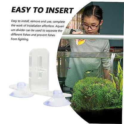 4 Sets Fish Tank Divider Clips Aquarium Separation Board with Suction Cups Insulation Divider for Mixed Breeding Easy Installation Transparent Design