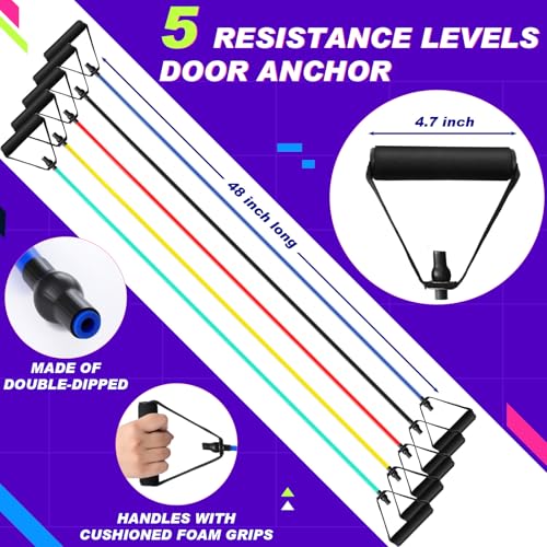 Leyndo 5 Pcs Exercise Resistance Bands with Handles, 5-Level