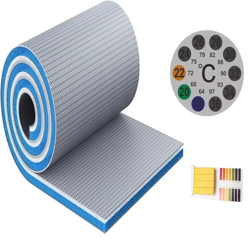 8-Layer Aquarium Filter Media Pad (39"x4.8"x0.8") - Premium Sponge Filter for Fish Tank, Pond & Aquarium, Cuttable & Washable Filter Floss for Crystal Clear Water＋ PH Test Strips ＋ AQ Thermometer - size: (39"x4.8"x0.8")