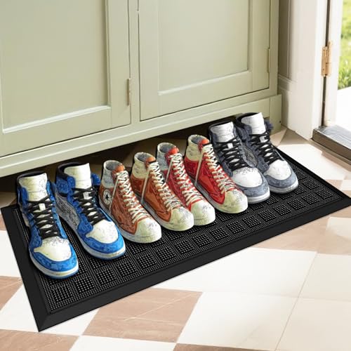 All-Weather TPE 36x17 Inch Versatile Mat -Indoor and Outdoor Non-Slip Boot Tray Floor Door Mat with Drainage Option for Home, Kitchen and Bath