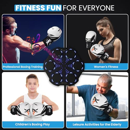 2025 Smart Music Boxing Machine Kit with Resistance Bands, Premium Gloves, & Carry Bag - Wall-Mounted Bluetooth Boxing Trainer for Cardio, Strength, & Full-Body Fitness - Home, Office, Gym Use
