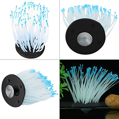 TOPINCN Plastic Water Grass, Aquarium Artificial Water Grass Plants Plant Ornament Silicone Landscape Decoration Fake Plastic Water Grass Plant Decorations with Suction Cup