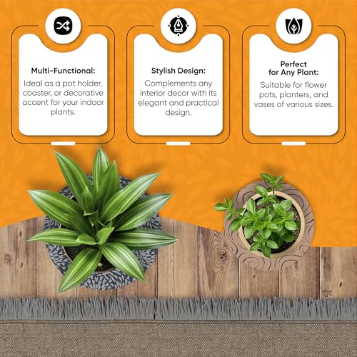 Microfiber, Water Resistant, Absorbent Non-Slip Pot Plant Pad Round Reusable Plant Coaster Indoor Plant Protect Matt for Table Desk, Windowsill Multipurpose Durable 4Pcs. Cappuccino 2D (10 Inches)