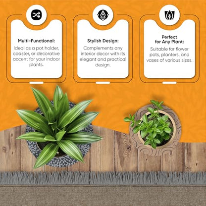 Microfiber, Water Resistant, Absorbent Non-Slip Pot Plant Pad Round Reusable Plant Coaster Indoor Plant Protect Matt for Table Desk, Windowsill Multipurpose Durable 4Pcs. Cappuccino 2D (10 Inches)