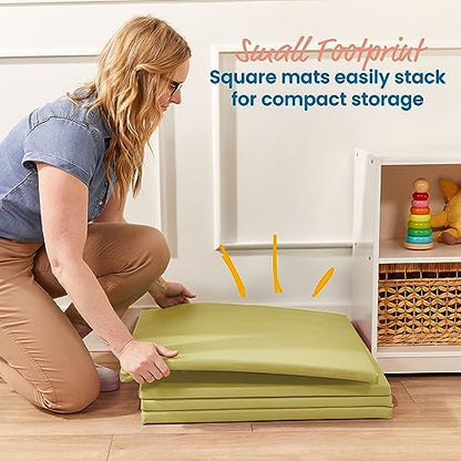 ECR4Kids SoftZone Play Patch Activity Mat Squares, Modular Playmat, Fern Green, 4-Pack - color: Fern Green