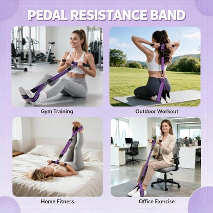Pedal Resistance Band with Handle, Multifunctional Home Gym Set - color: Purple