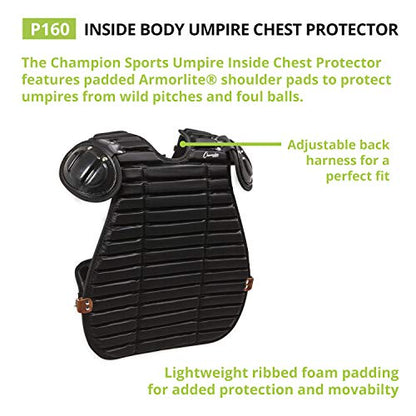 Champion Sports Umpire Chest Protector - style: Plastic Shield Pro Model Umpire Chest Protector