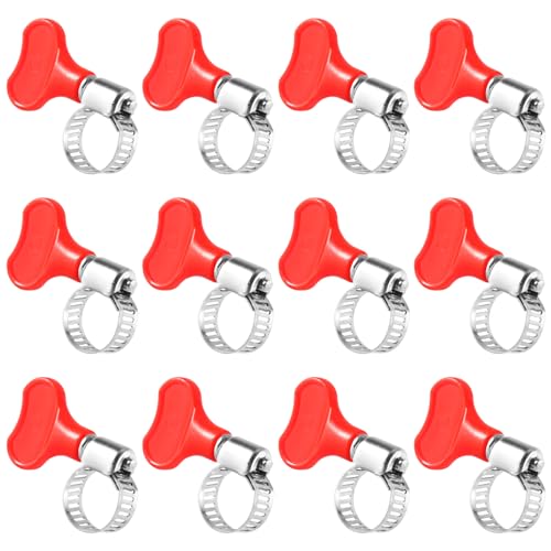 Worm Gear Hose Clamps, 12 Pack Upgraded Adjustable Tube Clamps Stainless Steel Hose Clamps for Home Brewing Beer Line Hose Clamps Gas Tube Clamps 8-12mm (5/16-1/2 inch, 3/8 inch)