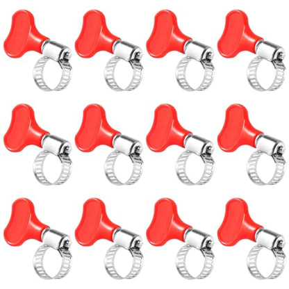 Worm Gear Hose Clamps, 12 Pack Upgraded Adjustable Tube Clamps Stainless Steel Hose Clamps for Home Brewing Beer Line Hose Clamps Gas Tube Clamps 8-12mm (5/16-1/2 inch, 3/8 inch)