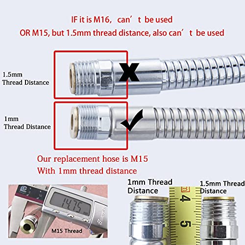 Kitchen 118-Inch or 300CM Pull Down Sink Faucet Replacement Pull Out Spray Head Hose Stainless Steel (Electroplating, 3 meters)