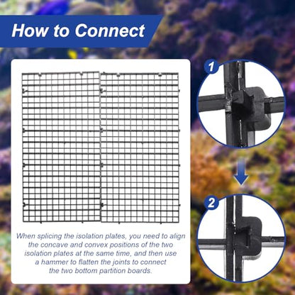 uxcell 2Pcs Aquarium Fish Tank Divider, 12x6 Inch Plastic Egg Crate Light Diffuser Grid Filter Bottom Partition Separator with Sucker Clips and Suction Cups for Aquarium, Black