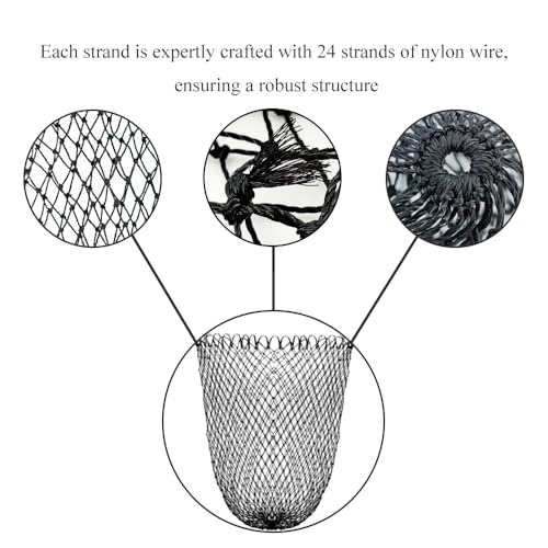 Fishing Net Replacement Foldable Trout Net Replacement Nylon Fishing Landing Mesh for Freshwater Saltwater Robust 24 Strands