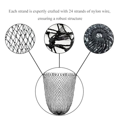 Fishing Net Replacement Foldable Trout Net Replacement Nylon Fishing Landing Mesh for Freshwater Saltwater Robust 24 Strands
