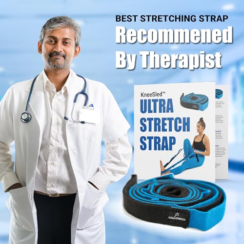 KneeSled Ultra Stretch Strap with 10 Loops, Physical Therapy Strap for Hamstring, Leg & Foot Stretching, Stretch Out Straps for PT, Yoga & Exercise Recovery
