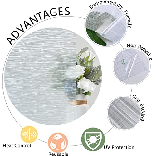 Frosted Window Privacy Film Non Adhesive Window Cling Removable Glass Covering Clear Water Opaque Window Film for Home Anti UV 35.4x118 inches - size: 35.4"x118" (90x300cm)