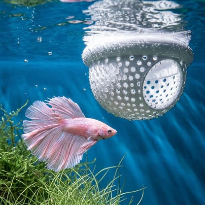 2 PCS Floating Betta Hammock & Shrimp Shelter, 3D Printed Aquarium Hammock | Floating Bettas Hide and Shrimp Cave Safe Resting Spot with Feeding Ring for Bettas Small Fish Betta Fish Tank Accessories(Wh
