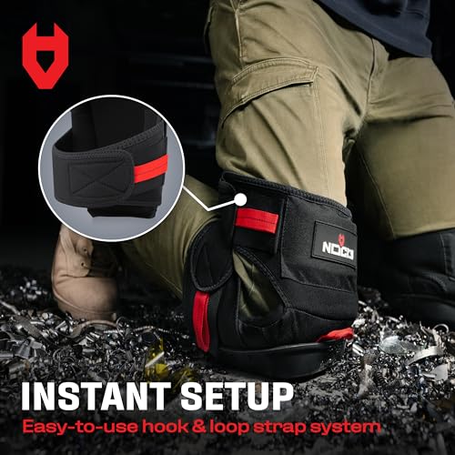 NoCry Professional Gel Knee Pads for Work — Heavy Duty Anti-Slip Cap, Extra Dual-Layer Foam and Cushion, Reinforced Adjustable Non-Slip Straps, Built-in Hangand Pull Loops, Fits Men Women, Black