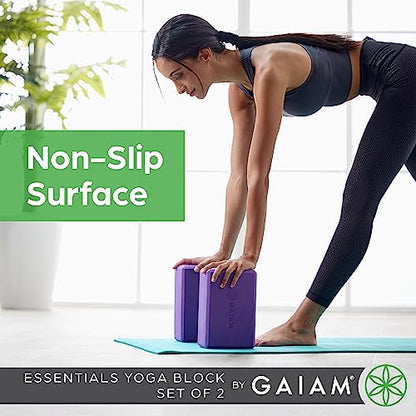 Gaiam Yoga Block - Supportive Latex-Free Eva Foam - Soft Non-Slip Surface with Beveled Edges for Yoga, Pilates, Meditation - color: Grey, style: 2 Blocks