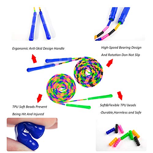 Long Double Dutch Jump Rope 16 Ft 2 Pack, Skipping Rope for Kids Adults - color: Blue&Green
