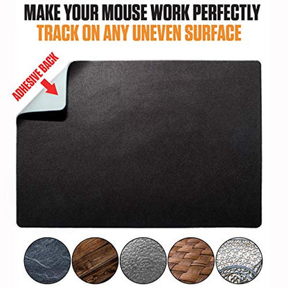 Mouse Pad Adhesive Bottom - Sticks to Any Surface - Portable - Webcam Covers and Screen Cleaner Included (Blank Black) - color: BLANK BLACK