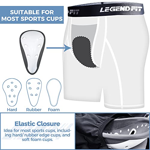 Youth Boys Baseball Compression Shorts with Athletic Cup - color: Black, size: X-Small
