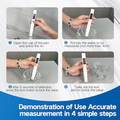 4 in 1 Digital Water Quality Tester, Accurate and Reliable Digital TDS EC & Temp(°C,°F) TDS Meter for Drinking Water, 0-9990PPM TDS Water Tester RO/DI System Aquarium（2025 New） (White)