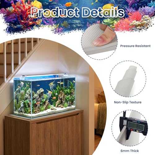 Aquarium Leveling Mat, 12 x 24 Inch Under Tank Pad, 6mm Thick Non-Slip Shockproof Fish Tank Cushion, Waterproof, Easy to Cut, Gray - color: Gray, size: 12 x 24in
