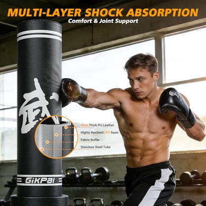 GIKPAL Freestanding Punching Bag for Adults, Heavy Boxing Bag with Stand - color: White (Hand Wrap & Boxing Golves)