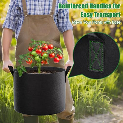 10 Gallon Grow Bags 4 Pack – 300G Thickened Fabric Plant Pots with Reinforced Handles, Breathable Drainage Planters for Vegetables, Tomatoes, Herbs, Indoor & Outdoor Gardening