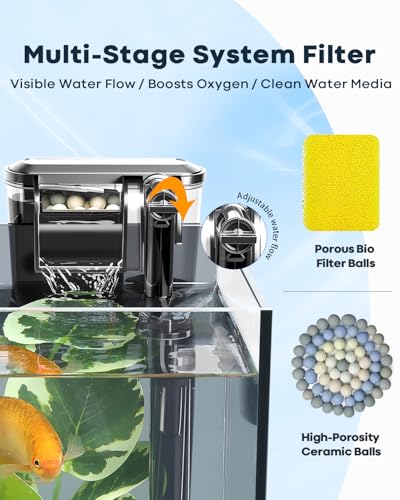 5 Gallon Small Aquarium Set Glass Fish Tank 6 Gallon, Starter Kit with Heater Water Pump Cleaning System Filter Bright Light Rocks Gravel Cleaning Tool, Clear Rimless Betta Plants - size: 5 Gallon