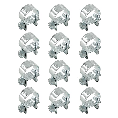 12pcs Stainless Steel Gas Line Clamp, 14-16mm, Silver, Industrial Hose Clamp