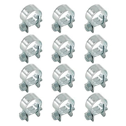 12pcs Stainless Steel Gas Line Clamp, 14-16mm, Silver, Industrial Hose Clamp - size: 14-16mm