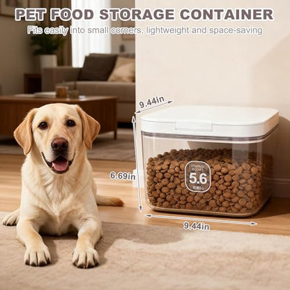 5-8Lbs/5.92Qt/5.6L Airtight Dog Cat Food Storage Container and Pet Storage Bin BPA-Free. PET Clear Stackable Dog Treat Containers for Pet Food/Rice/Dry/Cereals/Flour/Sugar/Bread