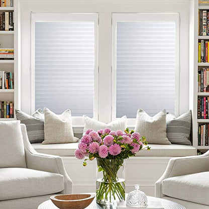 Privacy Window Film, Non Adhesive White Strips Removable Vinyl Glass Film,Faux Shutter Blinds Static Cling Glass Covering for Home Office Security Protection UV Blocking(17.7x157.4 inches) - size: 17.7x157.4 inches