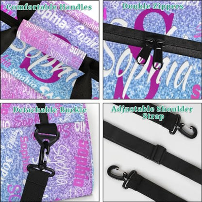 Custom Dance Sleepover Bag for Girls, Light Blue Purple Glitters Bling - color: Color 21