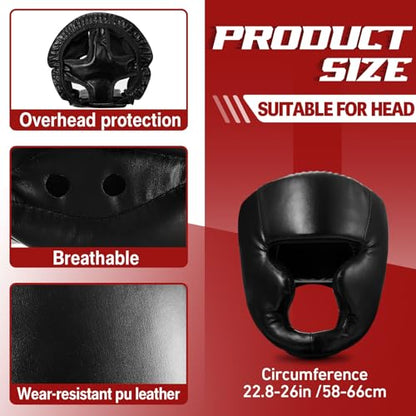 Foilswirl 5-in-1 Kids Boxing Pads Gloves Kick Punching Mitts Set with 1 Pair of Gloves, 2 Pcs Pads Taekwondo Kick Pad and Head Guard for Youth Beginner Training Kickboxing Karate Thai - color: Black, size: 8 oz
