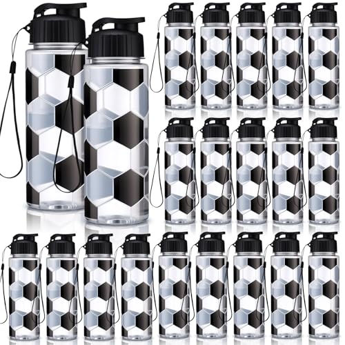 Mifoci 20 Pcs Sports Water Bottle Bulk, Soccer, Black and Clear - color: Black and Clear, size: Soccer