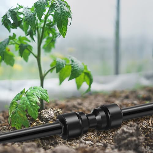30 Pcs 1/4" Drip Irrigation Tee Connectors for Tube Quick Connect Parts Fittings for 1/4 Inch(6.35mm) Tubing or Sprinkler(Pom,Two Way Connector,Black) - size: Black, style: Two Way Connector
