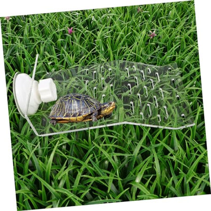 Transparent Turtle Basking Platform Small Climbing Slope for Turtles Reptiles Aquatic Pets Durable Plastic Aquarium Stand for Relaxed Resting Environment