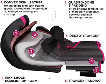 RDX Women Boxing Gloves, Pro Training Sparring, Maya Hide Leather, Muay Thai MMA Kickboxing, Adult, Heavy Punching Bag Focus Mitts Pads Workout, Ventilated Palm, Multi Layered, 8 10 12 14 16 Oz - size: 8OZ