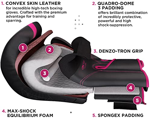 RDX Women Boxing Gloves, Pro Training Sparring, Maya Hide Leather, Muay Thai MMA Kickboxing, Adult, Heavy Punching Bag Focus Mitts Pads Workout, Ventilated Palm, Multi Layered, 8 10 12 14 16 Oz - size: 8OZ